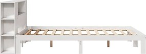 vidaXL Κρεβάτι Βιβλιοθήκη Χωρίς Στρώμα Λευκό 135x190 εκ Μασίφ Πεύκο