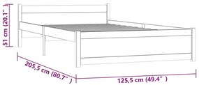 Σκελετός Κρεβατιού Χωρίς Στρώμα 120x200 εκ Μασίφ Ξύλο - Καφέ