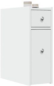 vidaXL Ντουλάπι Μπάνιου Στενό με Ροδάκια Λευκό Επεξ. Ξύλο