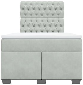 vidaXL Κρεβάτι Boxspring με Στρώμα Ανοιχτό Γκρι 120x190 εκ. Βελούδινο