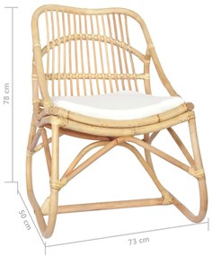Καρέκλα από Ρατάν και Λινό Ύφασμα - Λευκό