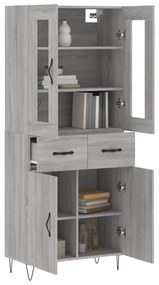 vidaXL Ντουλάπι Γκρι Sonoma 69,5 x 34 x 180 εκ. Επεξεργασμένο Ξύλο
