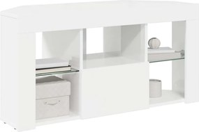 vidaXL Γωνιακός LED Τηλεοπτικός Κάμπινγκ Υψηλή γυαλιστερή Λευκή