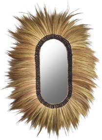 Καθρέπτης Τοίχου Οβάλ HM7803 Από Ίνες Rayung Grass 110x5x160cm Natural-Black Ψάθα