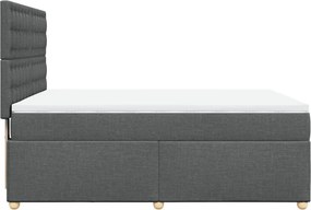 vidaXL Κρεβάτι Boxspring με Στρώμα Σκούρο Γκρι 140x200 εκ Υφασμάτινο