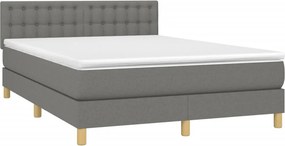 vidaXL Κρεβάτι Boxspring με Στρώμα Σκούρο Γκρι 140x200 εκ Υφασμάτινο