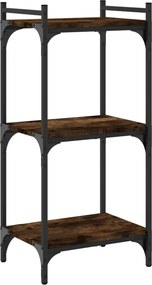 vidaXL Βιβλιοθήκη 3 Επιπέδων Καπνιστή Δρυς 40x30x86 εκ. Επεξεργ. Ξύλο