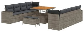 vidaXL Σετ Καναπέ Κήπου με μαξιλάρι 11 pcs Γκρι 100 x 100 x 71 cm