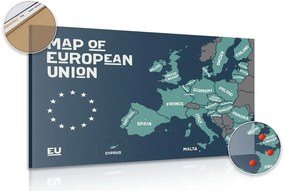 Εικόνα στον εκπαιδευτικό χάρτη φελλού με ονόματα χωρών της Ευρωπαϊκής Ένωσης - 120x80  smiley