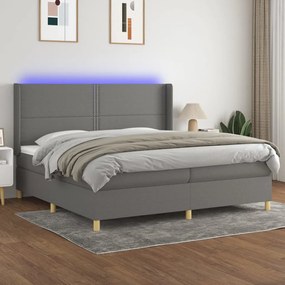 ΚΡΕΒΑΤΙ BOXSPRING ΜΕ ΣΤΡΩΜΑ &amp; LED ΣΚ.ΓΚΡΙ 200X200ΕΚ. ΥΦΑΣΜΑΤΙΝΟ 3138822