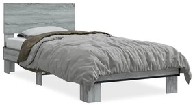 vidaXL Πλαίσιο Κρεβατιού Γκρι Sonoma 75x190 εκ. Επεξ. Ξύλο &amp; Μέταλλο