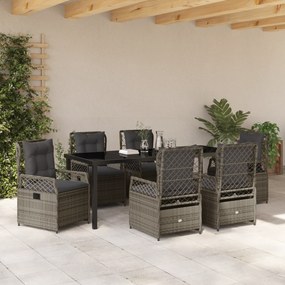 vidaXL Σετ Επίπλων Κήπου 7 Τεμαχίων Γκρι Πολυ Ρατάν