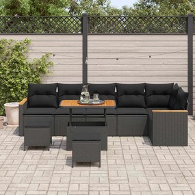 vidaXL Σετ Καναπέ Κήπου 9 pcs Μαύρο συνθετικό ρατάν