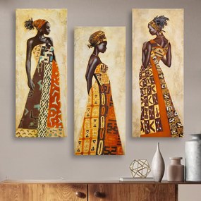 Πίνακας Τρίπτυχο Mdf African Style Women 60x0,3x50 Εκ.