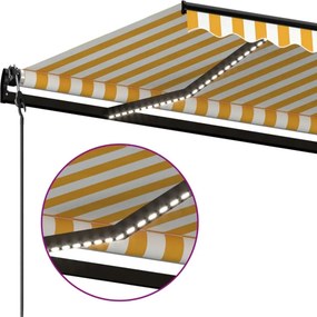 vidaXL Αναδιπλούμενη τέντα Κίτρινο και Λευκό 350 x 250 εκ Πολυεστέρας
