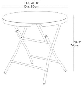 Τραπέζι Catering Fylliana Στρόγγυλο Πτυσσόμενο Λευκό Φ80x74 εκ. 80x80x74 εκ.