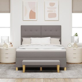 vidaXL Κρεβάτι Box Spring με Στρώμα & Παγκάκι Ταμπά 140x190 εκ Υφασμάτινο