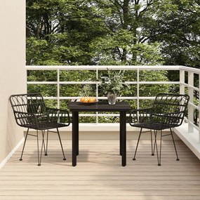 Σετ Επίπλων Bistro Κήπου 3 τεμ. από Μαύρο Συνθετικό Ρατάν