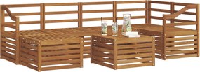 vidaXL Σαλονάκι Γωνιακού Καναπέ 7 pcs Φυσικό Στερεό Ξύλο Ακακίας