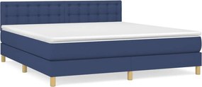vidaXL Κρεβάτι Boxspring με Στρώμα Μπλε 180x200 εκ. Υφασμάτινο
