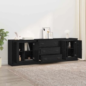vidaXL Παραδοσιακά Πλευρικά Έπιπλα 3 pcs Μαύρη Δρυς Επεξεργασμένο Ξύλο