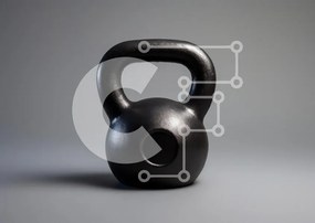 Intra Συλλεκτικό Ξύλινο Παζλ Plywood  4mm - Μαύρο Kettlebell σε γκρίζο φόντο Σε Ξύλινο Κουτί - Διαστάσεις: 10x10 cm – 25 κομμάτια