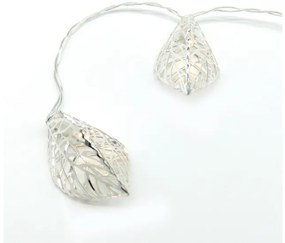 Λαμπάκια Σειρά 10 LED IP20 METAL LEAVES Μπαταρίας 3xAA Χρονοδιακόπτης ACA-FMSLEAF10WW2AT-Ασημί FMSLEAF10WW2AT