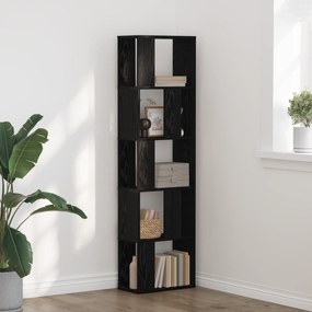 vidaXL βιβλιοθήκη  5-επίπεδη Μαύρο Δρύς 45x23,5x162,5 εκ Επεξεργασμένο ξύλο