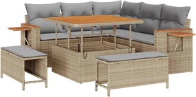 vidaXL Σετ Καναπέ Κήπου 8 pcs Μπεζ συνθετικό ρατάν