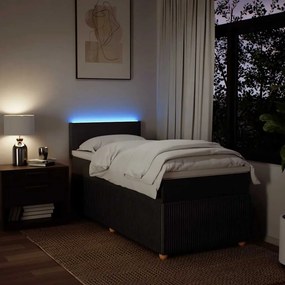 vidaXL Κρεβάτι Boxspring με Στρώμα Σκούρο Καφέ 90x190 εκ. Υφασμάτινο