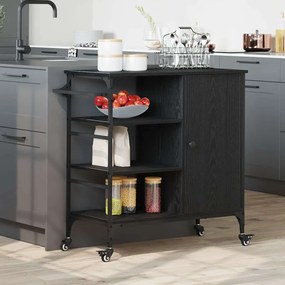 vidaXL Καρότσι Κουζίνας Μαύρη δρυς 87.5 x 38.5 x 84.5 εκ