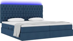 VidaXL LED Κρεβάτι αποθήκευσης με στρώμα Μπλε 200 x 200 cm Ύφασμα