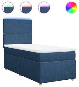 vidaXL Κρεβάτι Boxspring με Στρώμα Μπλε 100 x 200 εκ. Υφασμάτινο