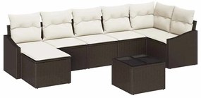 vidaXL Σέτ φαγητού για κήπο με μαξιλάρι 8 pcs Καφέ, Κρέμα