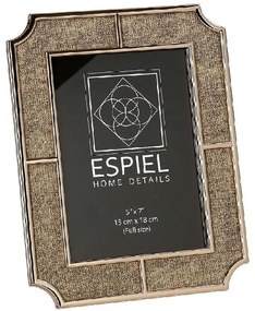 Κορνίζα FAM748 13x18cm Beige Espiel Μέταλλο,Ύφασμα