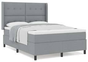 vidaXL Κρεβάτι Box Spring με Στρώμα Ανοιχτό Γκρι 140x200 εκ. Ύφασμα