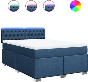 vidaXL Κρεβάτι Boxspring με Στρώμα Μπλε 140x200 εκ. Υφασμάτινο