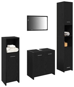 vidaXL Σετ Επίπλων Μπάνιου 4 pcs Μαύρη Οξυά 30 x 30 x 183.5 εκ.
