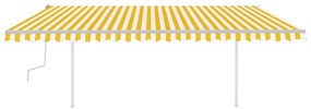 Τέντα Συρόμενη Χειροκίνητη με Στύλους Κίτρινο / Λευκό 5 x 3,5 μ - Κίτρινο