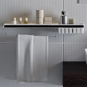 Frame Chrome White Matt 8854-300 - Εταζέρα με Πετσετοκρεμάστρα