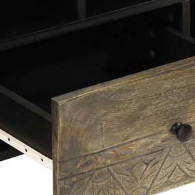 vidaXL Έπιπλο Τηλεόρασης Μαύρο 100 x 33 x 46 εκ. από Μασίφ Ξύλο Μάνγκο