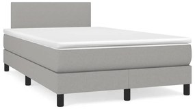 vidaXL Κρεβάτι Boxspring με Στρώμα & LED Αν.Γκρι 120x190εκ. Υφασμάτινο