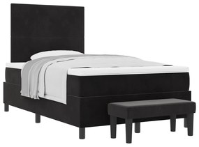 vidaXL Κρεβάτι Box Spring με Στρώμα & Πάγκο Μαύρο 120x200 εκ. Βελούδο