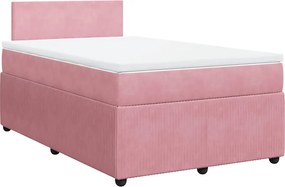 vidaXL Κρεβάτι Boxspring με Στρώμα Ροζ 120x200 εκ. Βελούδινο