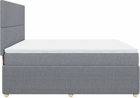 vidaXL Κρεβάτι Boxspring με Στρώμα Ανοιχτό Γκρι 180x200 εκ. Υφασμάτινο