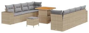vidaXL Σετ Καναπέ Κήπου με μαξιλάρι 11 pcs Μπεζ συνθετικό ρατάν