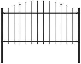Φράχτης Κήπου με Κορυφή Δόρυ από Ατσάλι, Μαύρος 181 x 150 εκ.