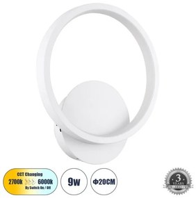 Απλίκα Φωτιστικό Τοίχου LED CCT 9W Αλουμίνιο Στρογγυλό Globostar-61071-Λευκό 61071