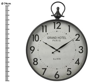 Ρολόι τοίχου μεταλλικό C37568590 Σε μαύρο μεταλλικό σκελετό και λαβή στήριξης, 57 x 7 x 74cm