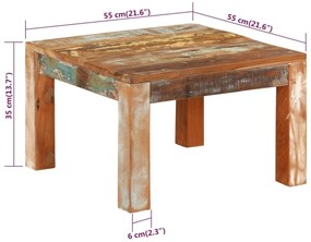 Τραπεζάκι Σαλονιού 55 x 55 x 35 εκ. από Μασίφ Ανακυκλωμένο Ξύλο - Πολύχρωμο